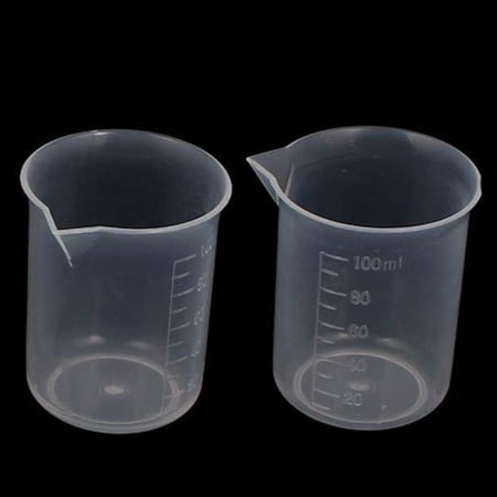 

EIALIVE Glass and Bottle for 2 Clear Plastic Graduated 100mL Measuring Cup Beaker Lab Pcs Glass&Bottle