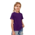 thumbnail image 2 of Girls Short Sleeve T Shirts Kids Solid Color Crewneck Summer Basic Oversized Tops Fashion Tees Outdoor Travel for Boys and Girls 5-14 Years, 2 of 5