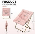 thumbnail image 2 of YEXJ Saucer Chair for Adult, Square Comfy Cozy Chair Folding Chair Faux Fur Metal Frame Foldable Reading Chair Accent Chair for Bed Room Living Room Set of 2, Pink, 2 of 10