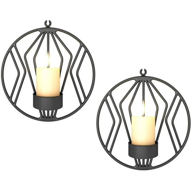 Black 2 Pieces Metal Wall Sconces, Wall Decor, Candle Dinner Lighting