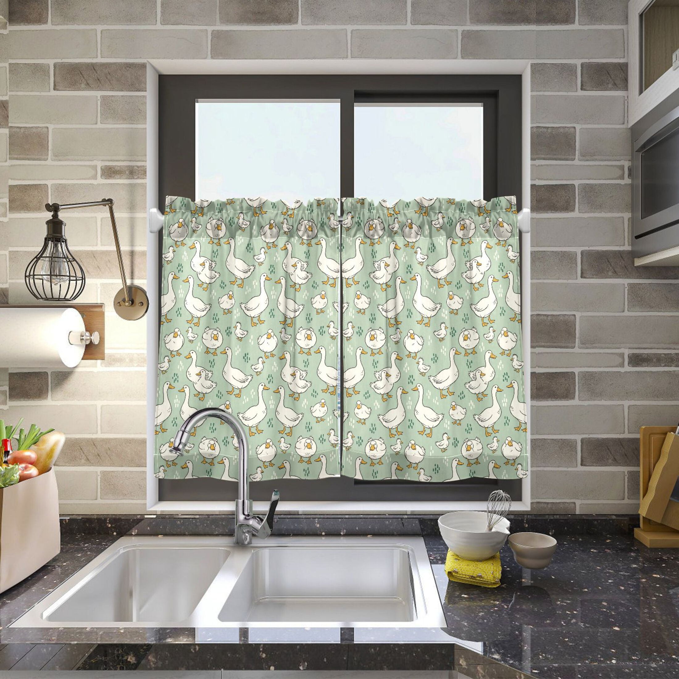 Linen Kitchen Curtains Cute Goose Tier Curtains Tier Kitchen Living Room Bedroom Balcony 2 Panels 27x36 Inch