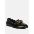 thumbnail image 2 of Chunky Metal Chain Faux Leather Loafers, 2 of 9