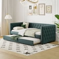 thumbnail image 2 of Mikeor Furniture Twin Size Tufted Upholstered Daybed with Trundle, Velvet Sofabed with Rivet Design, No Box-spring Needed,Green C4BAAF, 2 of 10