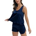 thumbnail image 5 of WBQ Womens Satin Silk Pajamas Scoop Neck Tank Top and Shorts Silky Pj Set Sleeveless Lounge Sets Sleepwear Two-Piece Loungewear XS-XL, 5 of 6