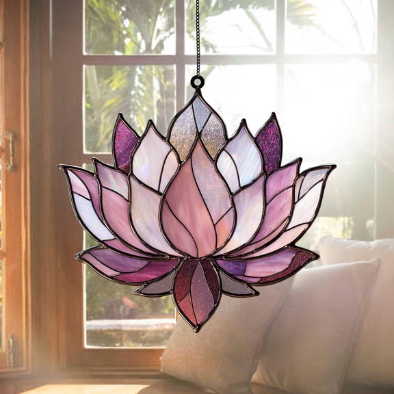 Era Gift Lotus Flower Acrylic 2D Flat Window Hanging, Hologram Acrylic Hanging, Unique Gift for Meditation and Flower Lovers, Spiritual Suncatcher