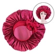 thumbnail image 4 of Gorro de para el cabello de seda para dormir gorros para dormir, diseño de lazos elásticos anchos, transpirable, liviano y agradable para rojo Soledad Gorro de dormir Satin Bonnets, 4 of 8