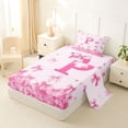 thumbnail image 2 of Erosebridal Girly Pink Bow-tie Twin Sheet Sets, Kawaii Monogrammed P Bedding, 3pcs, 2 of 5