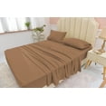thumbnail image 4 of Twin XL Size Bamboo Derived Rayon Bed Sheet Set - Softer than Cotton Sheets Twin Size - Wrinkle Free - 16" Deep Pockets - 3 Piece - 1 Fitted Sheet, 1 Flat, 1 Pillowcases Twin XL Brown, 4 of 5