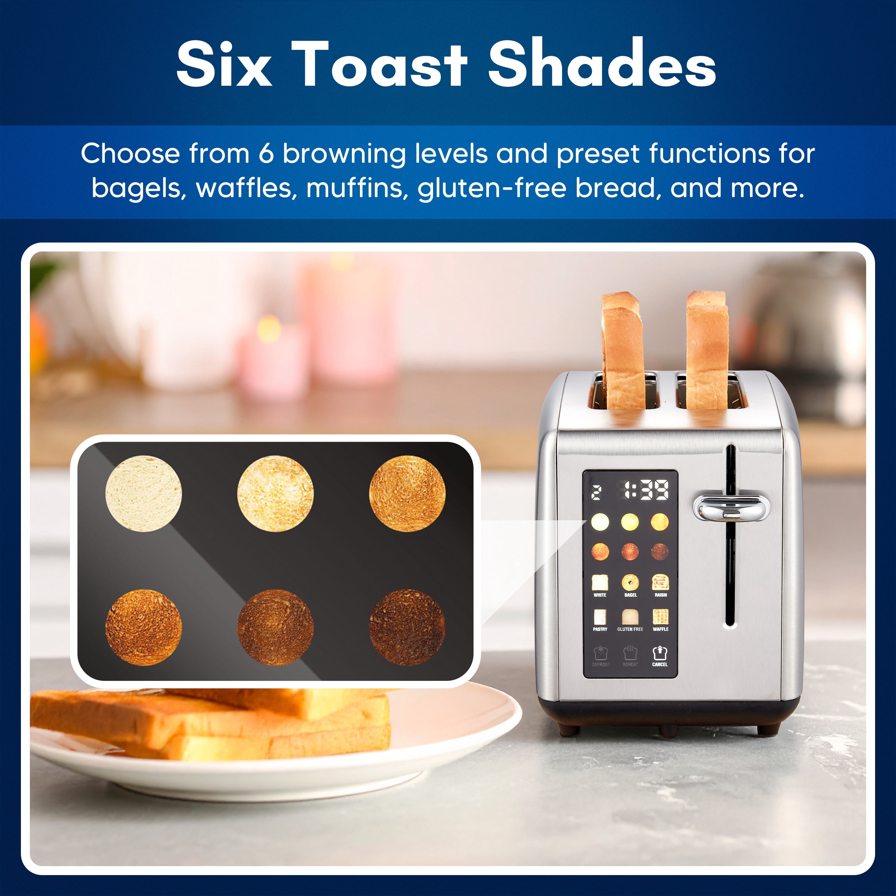 Elite Gourmet ECTL2530 2-Slice Toaster, Touch Screen