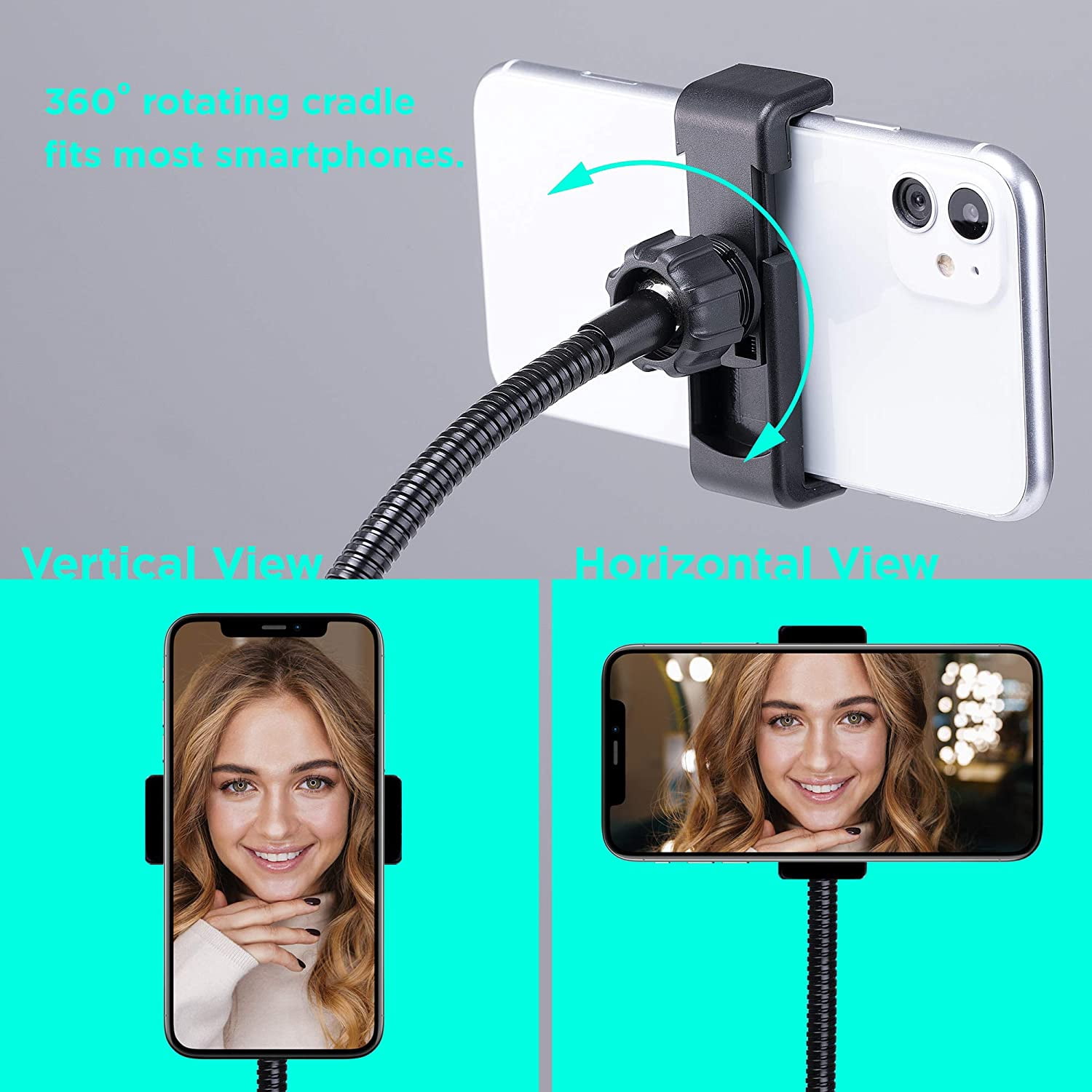 LED Ring Light Phone Holder with Bluetooth, USB Selfie Ring Light Phone Stand, Vlogging Live Stream Light Kit