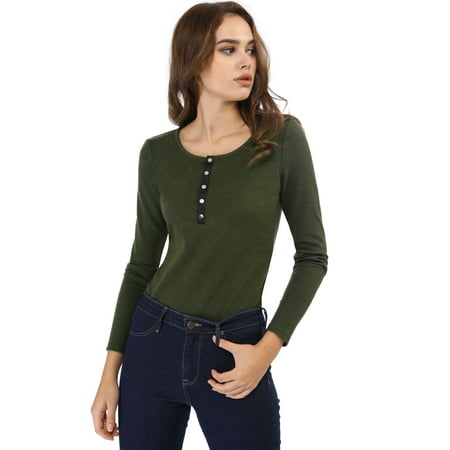 tops henley xs knit neck sleeve button