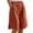 Orange, variant on ABATAB Cotton Linen Shorts for Women Elastic Waisted Wide Leg with pockets Knee Length Shorts for Summer