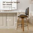 thumbnail image 5 of Solfway Swivel Bar Stools Set of 4, 26" Kitchen Counter Height Stools with Back Wooden Legs and Footrest, Black Leather Barstools for Kitchen Island, 5 of 6