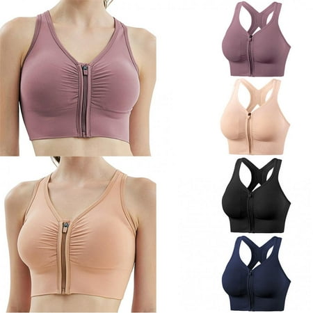 

Women s Zip Front Sports Bra Wireless Post-Surgery Bra Active Yoga Sports Bras