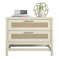 thumbnail image 3 of Ameriwood Home Lennon 2 Drawer Nightstand, Ivory Oak and Faux Rattan, 3 of 9