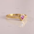 thumbnail image 2 of Solitaire Pink Sapphire Heart Ring, Twisted Band Ring, Double Layer Ring, 18 Gold Plated Ring, Proposal Ring, Anniversary Ring, Gift For Her., 2 of 5