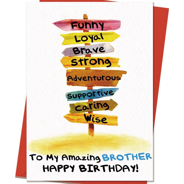 Tarjeta de cumpleaños Mcduldul Brother con sobre y pegatina de 20 x 13 cm