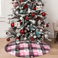 thumbnail image 5 of Yiaed Heart Plaid Print Christmas Tree Skirt , Tree SkirtsTree Mat for Christmas Winter Holiday Indoor Decorations-48", 5 of 7