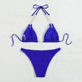 thumbnail image 6 of Women's Split Swimsuit Chain Bag Thong Sexy Cable Halter Strap Solid Fashion Casual Halter Bikini,Blue, 6 of 6