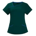 thumbnail image 6 of IYYVV Womens Scrub Sets Plus Size Nursing Uniforms Petite V Neck Scrub Tops and Pants Scrub Set Medical Scrubs Workwear Dark Green XL, 6 of 6
