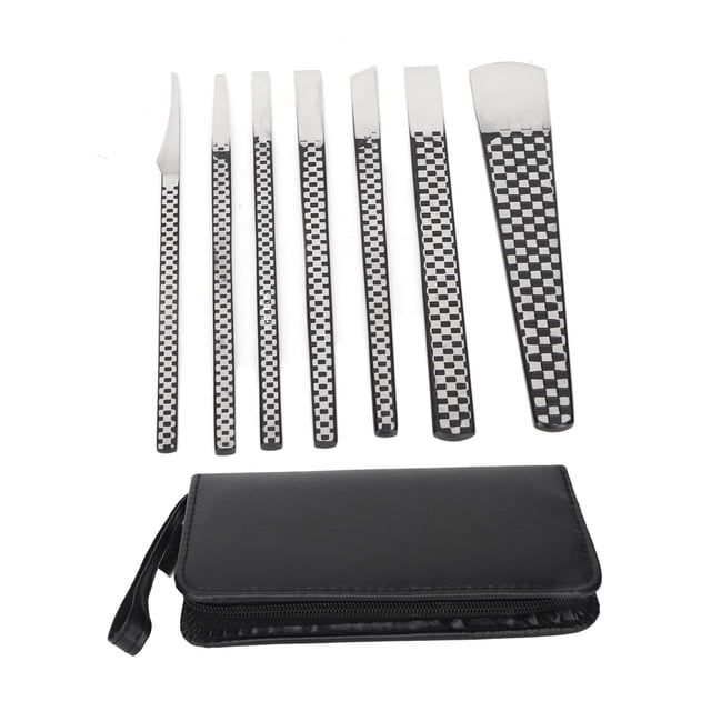 Juego de 7 cuchillos para pedicura, acero inoxidable, diseño enrejado, exfoliante profesional para uñas de los pies