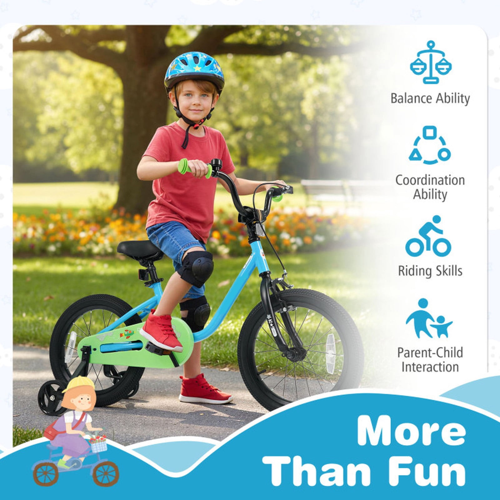 Redsmile Kids Bike 12 Inch for 3-4 Years Old Boys and Girls, Toddler Bicycle with Adjustable Handlebar and Seat, Height-Adjustable Beginner Bike for Kids 31.5"-41.3" Tall, 110 lb Capacity, Blue
