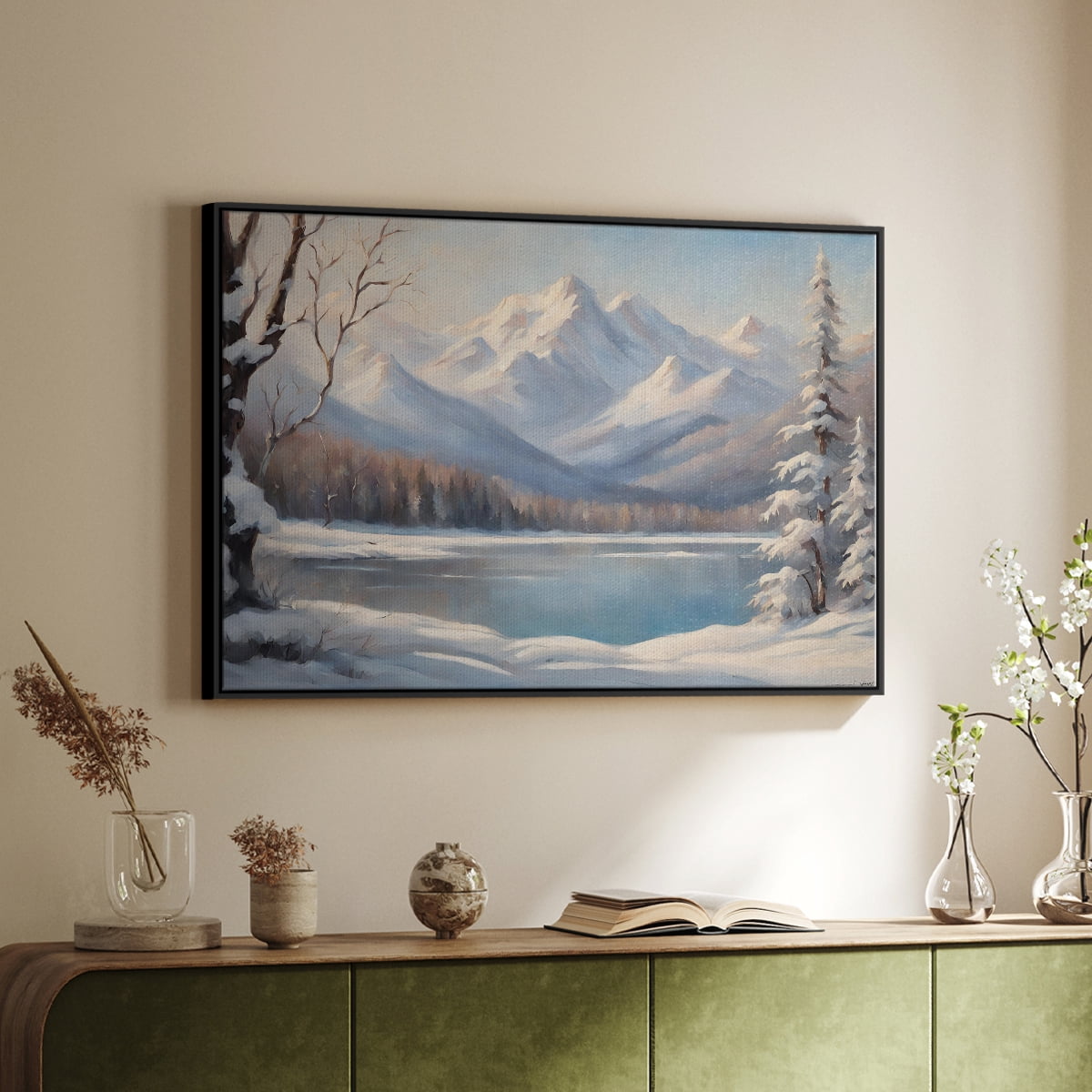 Vintage Landscape-CCV By Wexford Home Framed in Black Wood Gallery Wrapped Canvas 17 in. x 25 in.