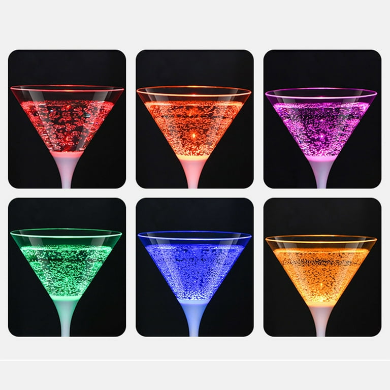 Cocktail Cup Champagne Glass 6Pcs Martini Cocktail Glasses,Light up Glasses  Drinking Red Wine Glasses LED Cups & Glasses Margarita Glass for Party 