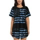 thumbnail image 1 of Balery Navy Camouflage American Flag Conjunto de Pijama para Mujer con Estampado, Dos Piezas de Manga Corta y Shorts, Ropa de Dormir Suave con Cuello Redondo y Bolsillos-Medium, 1 of 6