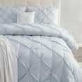 thumbnail image 4 of Pinch Pleat Duvet Cover Set, 3Pc Luxurious Premium Pintuck Style Comforter Cover, 4 of 18