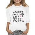 thumbnail image 1 of XASZHN T-Shirt Mode Fonctionnel Col Rond Manches Trois-Quarts Décontracté Imprimé Blanc 3-4 Ans, 1 of 4