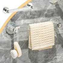 LAMIRO Vacuum Suction Cup Towel Bar for Shower Bathroom Towel Rack Adjustable Suction Cup Towel Holder Rod Wall Towel Holder for Glass Door,Clear