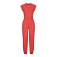 thumbnail image 3 of BLCHUNen Womens Summer Outfits Crew Neck Crisscross Hem Casual Tops Elastic High Waist Pants Athletic Workout Sets, 3 of 5