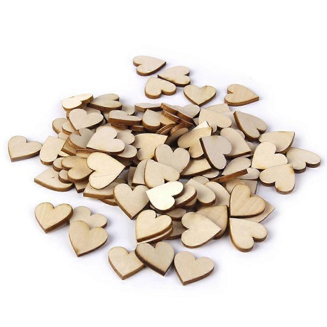 50pcs 40mm Blank Heart Wood Slices Discs for DIY Crafts Embellishments (Wood Color)
