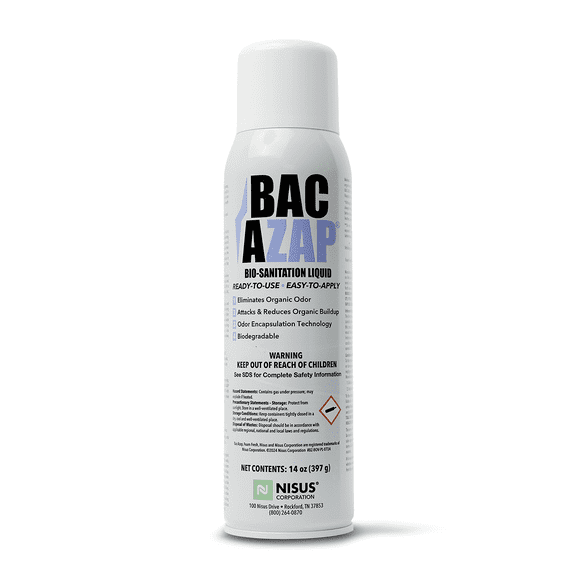 Bac-Azap Bio-Sanitation Liquid Aerosol - Eliminates Odors and Orgainic Waste -14 oz Can by Nisus