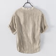 thumbnail image 5 of Men’s Loose Cotton Linen Short Sleeve Shirt Casual Summer Top, 5 of 6