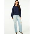 thumbnail image 2 of Scoop Women's Waffle Knit Slouch Top with Long Sleeves, 2 of 5