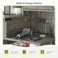 thumbnail image 3 of Vanity Set with Mirror and Lights Vanity Desk with 4 Wooden Drawers & 3-Tier Storage Shelf & Charge Station Farmhouse Vanity Dressing Table for Girl, Stool Not Included, Dark Rustic Oak, 3 of 7