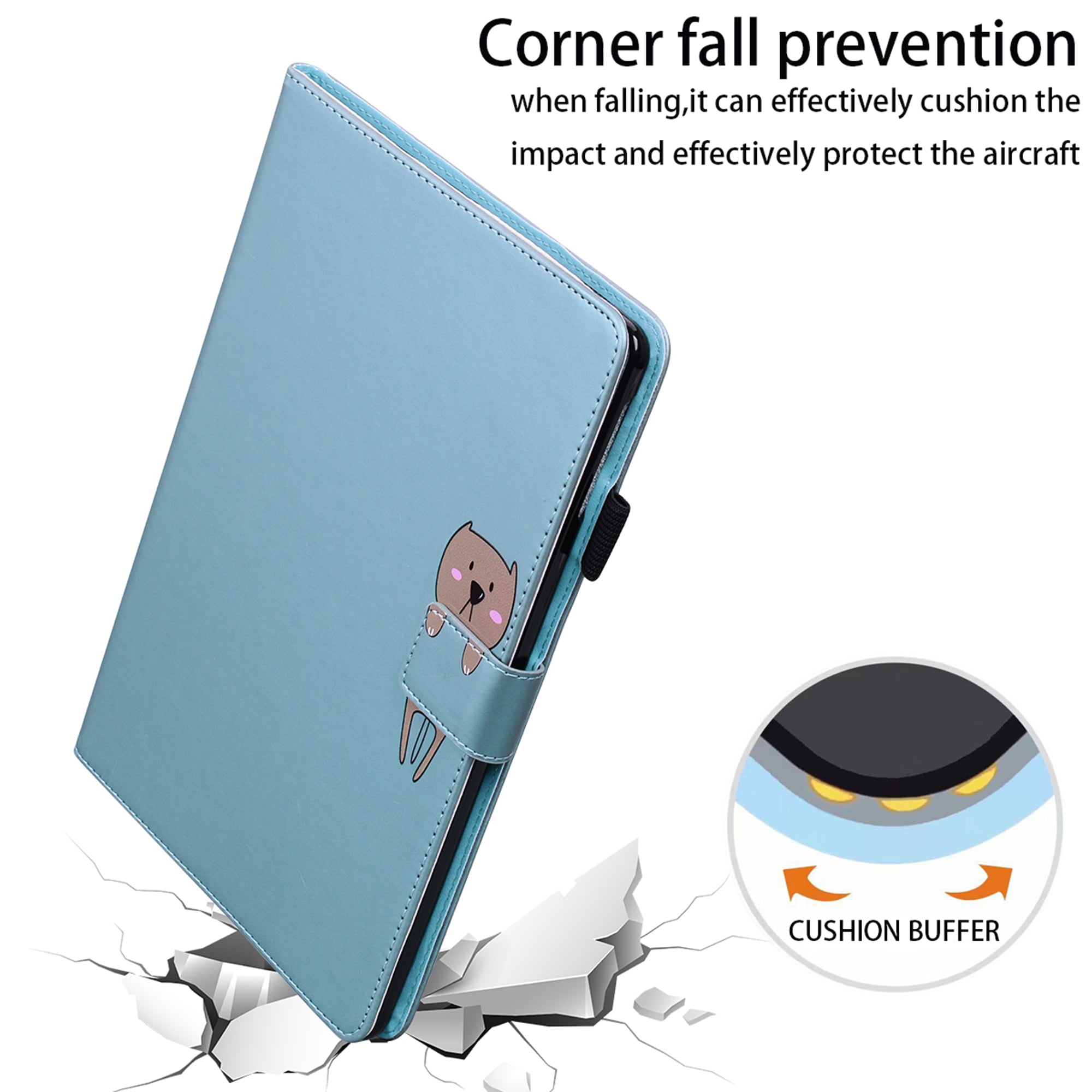 Dteck Folio Case for iPad Air 13-inch (M3/M2) 2025/2024, Multi-Angle Viewing Protective Stand Cover with Pencil Holder & Card Holder,Blue