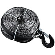 95ft x 3/8" Black Synthetic Winch Rope Line Cable 20500LBs with Black Hook for Jeep ATV UTV KFI Ramsey Truck Marine Boat