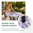 thumbnail image 4 of Round Outdoor Tablecloth with Umbrella Hole and Zipper, Purple Coastal Tablecloth with Elastic Waterproof, Conch Nautical Summer Starfish Shell Coral Patio Table Covers for 55" - 60" Pool Tables, 4 of 9