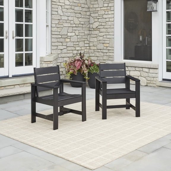Better Homes & Gardens Ezra Outdoor HDPE Dining Chair, 2-Pack, Black