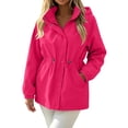 thumbnail image 2 of Jsaierl Women's Water Resistant Hooded Anorak Jacket Snap Button Drawstring Waist Windproof Lightweight Outdoor Rain Coat, 2 of 7