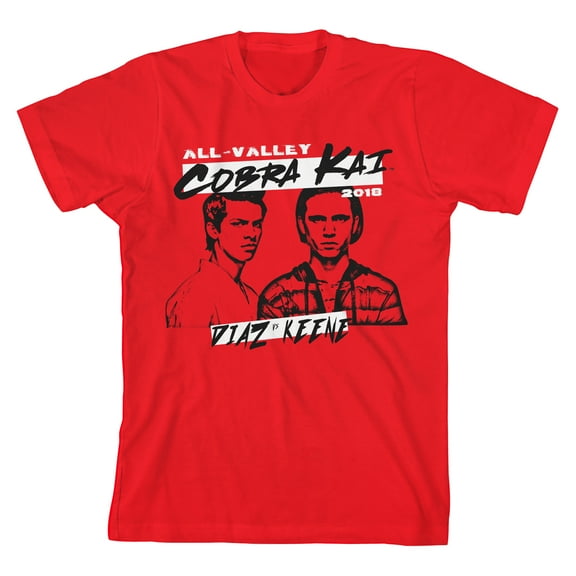 Cobra Kai All Valley 2018 Diaz Vs Keene Youth Boy's Red T-Shirt-XL