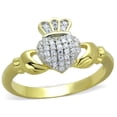 thumbnail image 4 of Gold+Rhodium 925 Sterling Silver Ring with AAA Grade CZ in Clear for Women Celtic Theme Clear Stone Color Style TS342 Size 6, 4 of 4