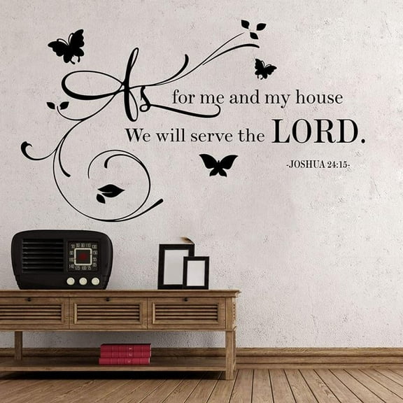 Bible Verse Quote Vinyl Sticker We Will Serve The Lord Joshua 24 15 Wall Decal Sticker God Religion Vinyl Art 42x25cm