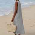 thumbnail image 4 of QUNYINEY Casual Sundresses for Women A Line Long Sleeveless Summer Tank Dress Cutout Solid with Pockets Crew Neck Loose Fit Dresses, 4 of 9