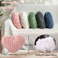thumbnail image 6 of 16in Pink Heart Pillow Decorative Pink Throw Pillows, Heart Shaped Pillow Soft Fluffy Faux Fur Cute Pillows for Women Valentine Anniversary Couch Bedroom Home Decor (1, White Pillows, 16"x13"), 6 of 9