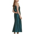thumbnail image 3 of Defitshape Women's Satin Sleep Dress Deep V Neck Silk Nightgown Long Pajama Dresses Sexy Dressing Gown Spaghetti Strap Sleeveless Chemises Tea Length Sleepwear Summer Lingries Dark Green Teal Medium, 3 of 5