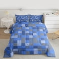 thumbnail image 2 of Castle Fairy Pixel Grid Miners Queen Comforter Set,Grey Blue Plaid Bedding Comforter Set, 2 of 8
